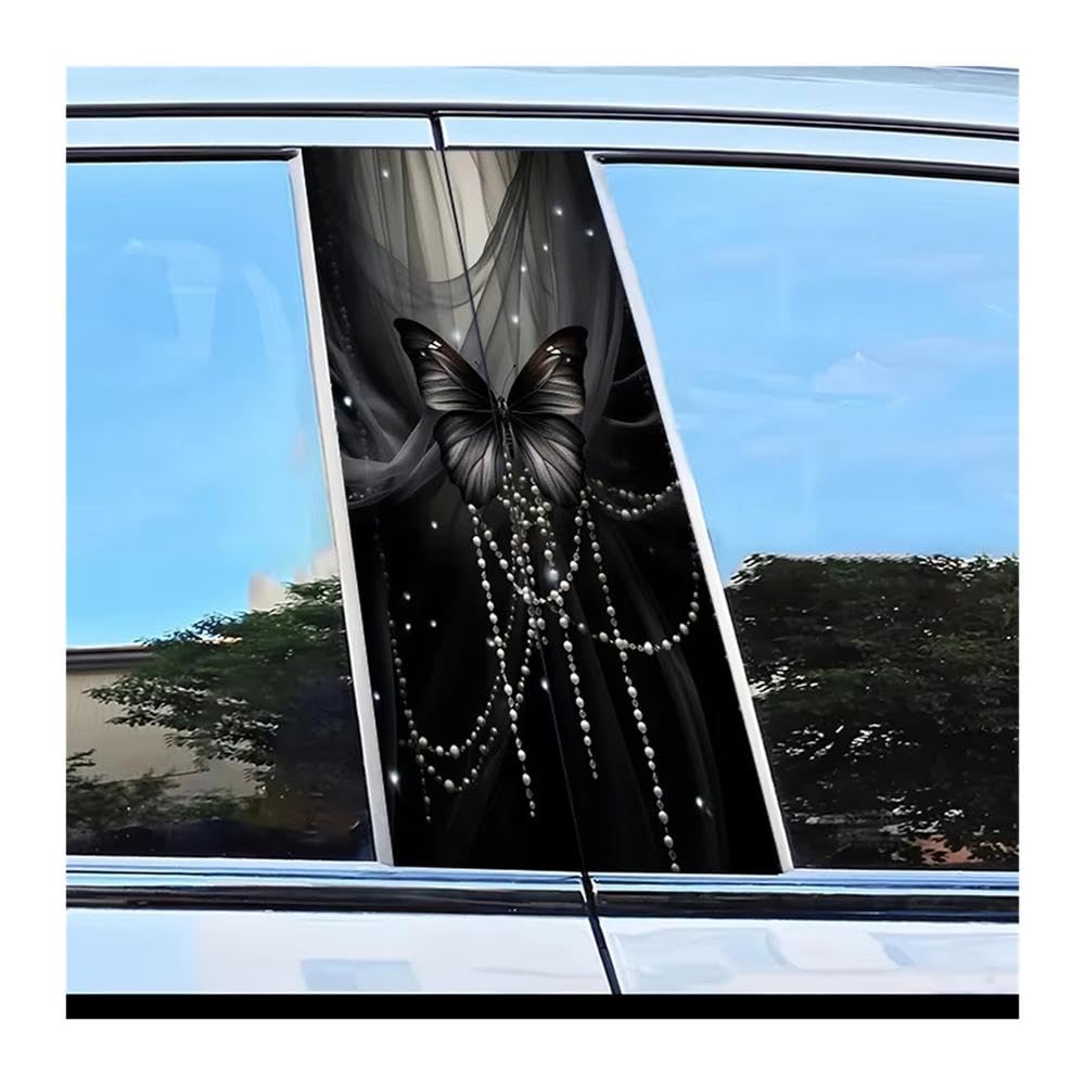 Bertdcx One Color 2 Car Center Pillar Stickers Black Butterfly B-Pillar Scratch Protection Auto Parts