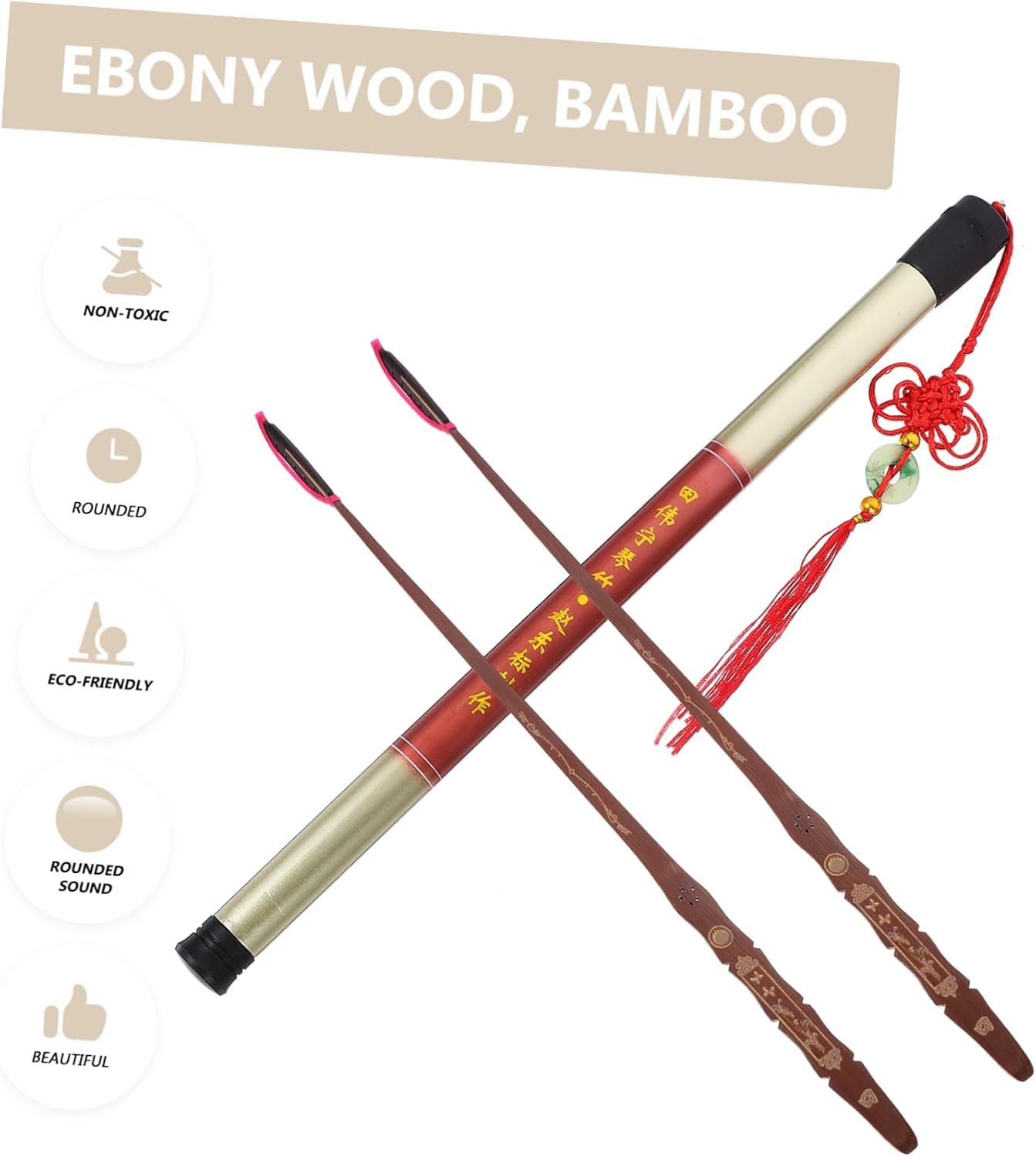 2pcs Ebony Head Piano Bamboo Key Jean Professional Dulcimer Musical Instrument Accessories Music Accessory Supplies