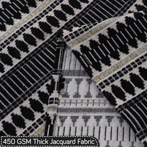 Image of HOKIPO 'Artisan Boho Series' Sofa Backrest Cover with Tassel | 450 GSM Thick Cotton Acrylic Jacquard Fabric Backrest Mat, Size 55x80 cm, Charcoal Black (IN-900-A3)