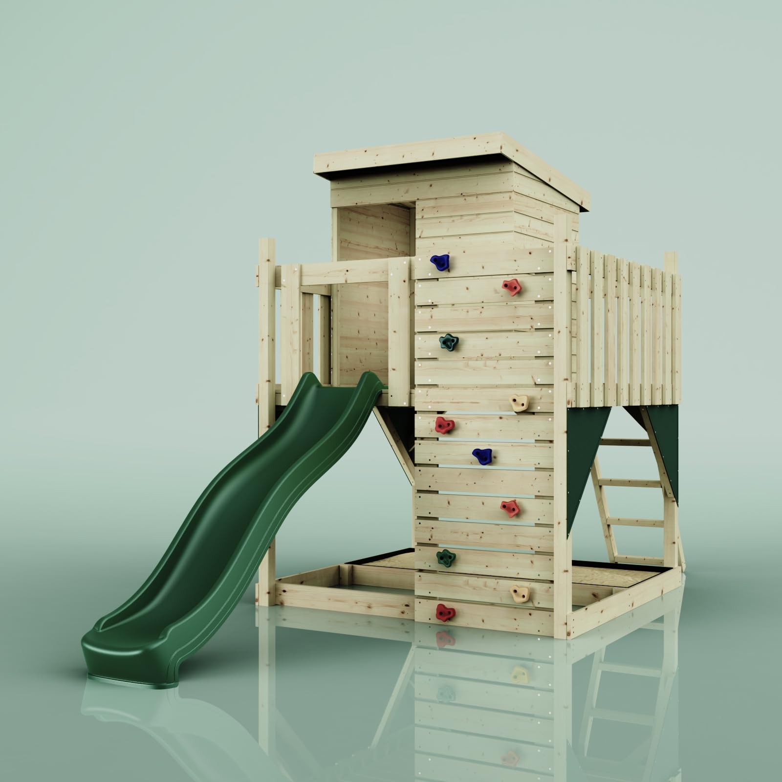 PolarPlay Stelzenhaus Polarlicht aus Holz in Grün