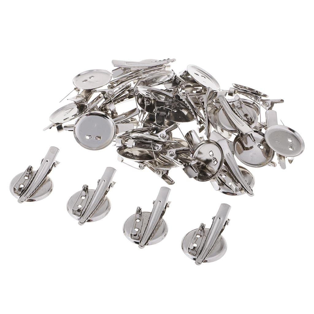 30 Pieces Round Brooch Base Hair Clips Cabochon Blank Tray Brooch Pins 25mm|Jewellery-image-34