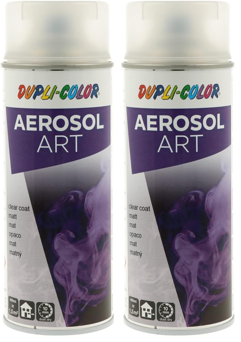 DUPLI-COLOR AEROSOL ART CLEAR COAT matt 400 ml, Spraylack für vielseitigen Einsatz, schnelltrocknend, hohe Deckkraft, für Innen- und Außenbereiche geeignet (Packung mit 2)