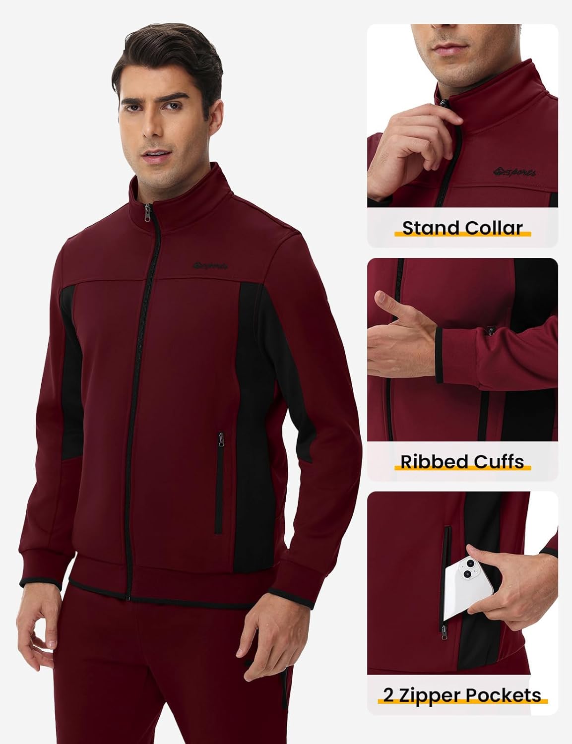 Rdruko Men's Fleece Tracksuit Sweatsuit 2 Piece Set Warm Up Jogging Track Sweat Suits for Men - Image 5