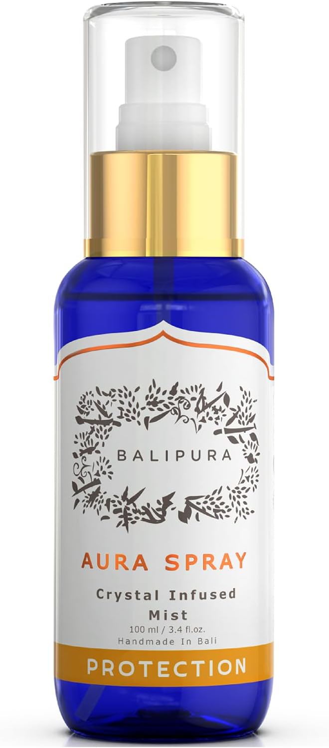 BALIPURA Protection Crystal Infused Aura Spray, Aromatherapy, 3.4 fl oz | Designed For Protection, Aura Cleansing And Energetic Clarity With Pure Essential Oils And Crystal-Infused Water