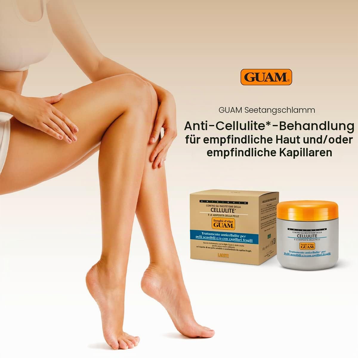 Guam, Algenfango Guam, Anticellulite Behandlung für empfindliche Haut und/oder mit Fragilen Kapillaren, Sichtbare Verringerung von Cellulite und Fettdepots auf der Haut, Made in Italy, 500 g Packung