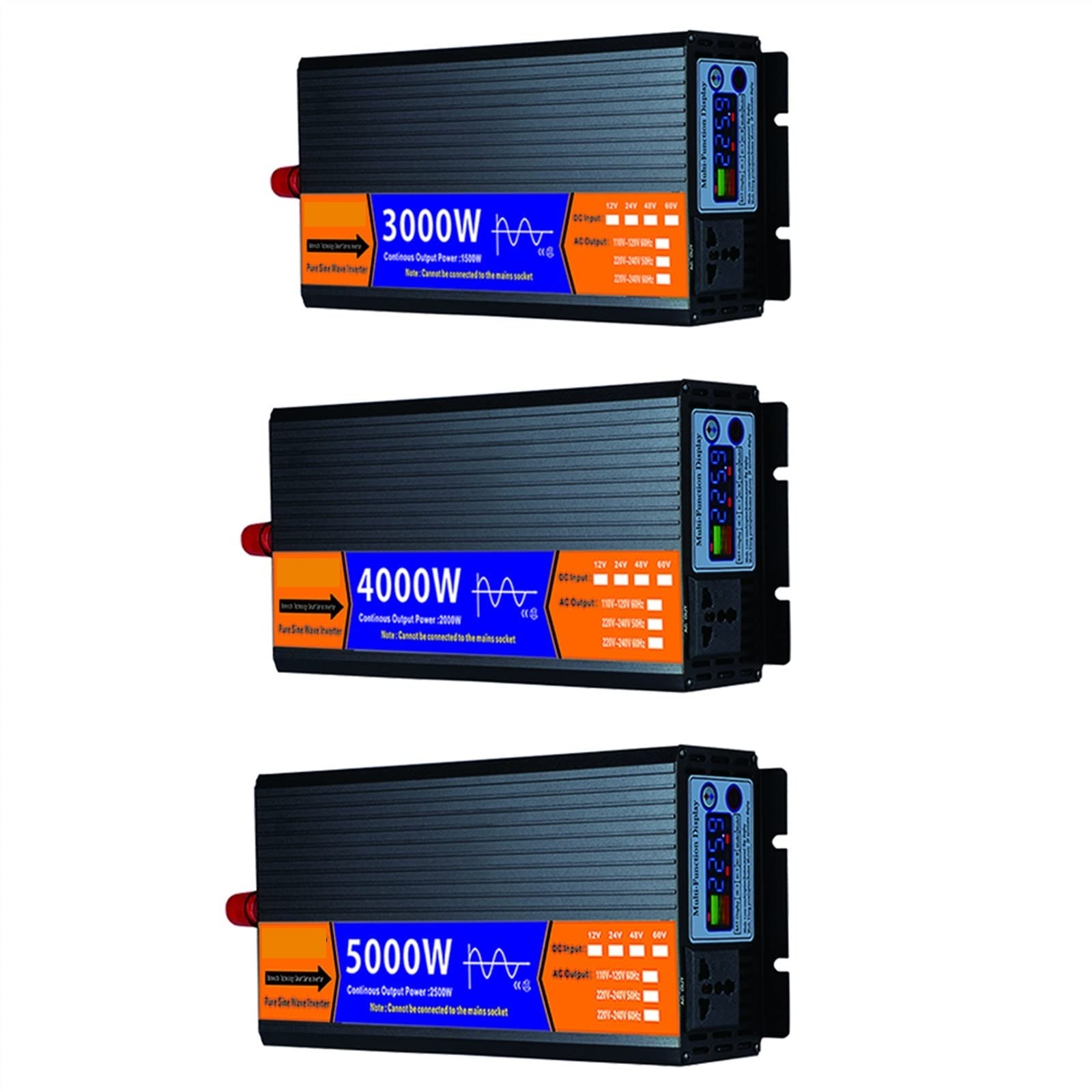 Przetwornica Napięcia, Czysta fala sinusoidalna przetwornica DC 12V/24V/48V/60V do AC 2000W 3000W 4000W 5000W transformator napięcia falownik solarny LCD(3000w,24V)