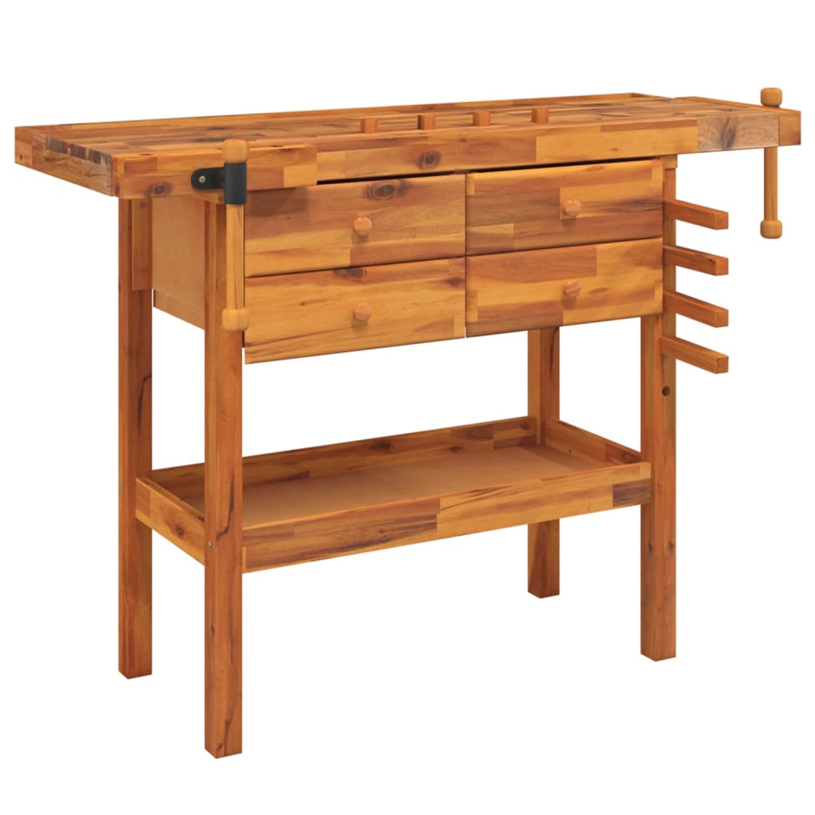 LAPOOH Banco de Trabajo cajones y Tornillos Banco, Banco De Trabajo, Mesa De Trabajo Taller, Caballete Mesa, Banco Herramientas, Bancada De Trabalho, Acacia 124x52x83 cm