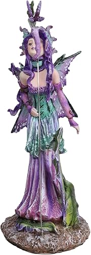 Miniatura 6 de Ebros Amy Brown Pixie Gossip Enchanted Elf Fairy FAE Damisela con ninfa púrpura índigo, estatua de libélula de 7.5 pulgadas de alto, fantasía mítica