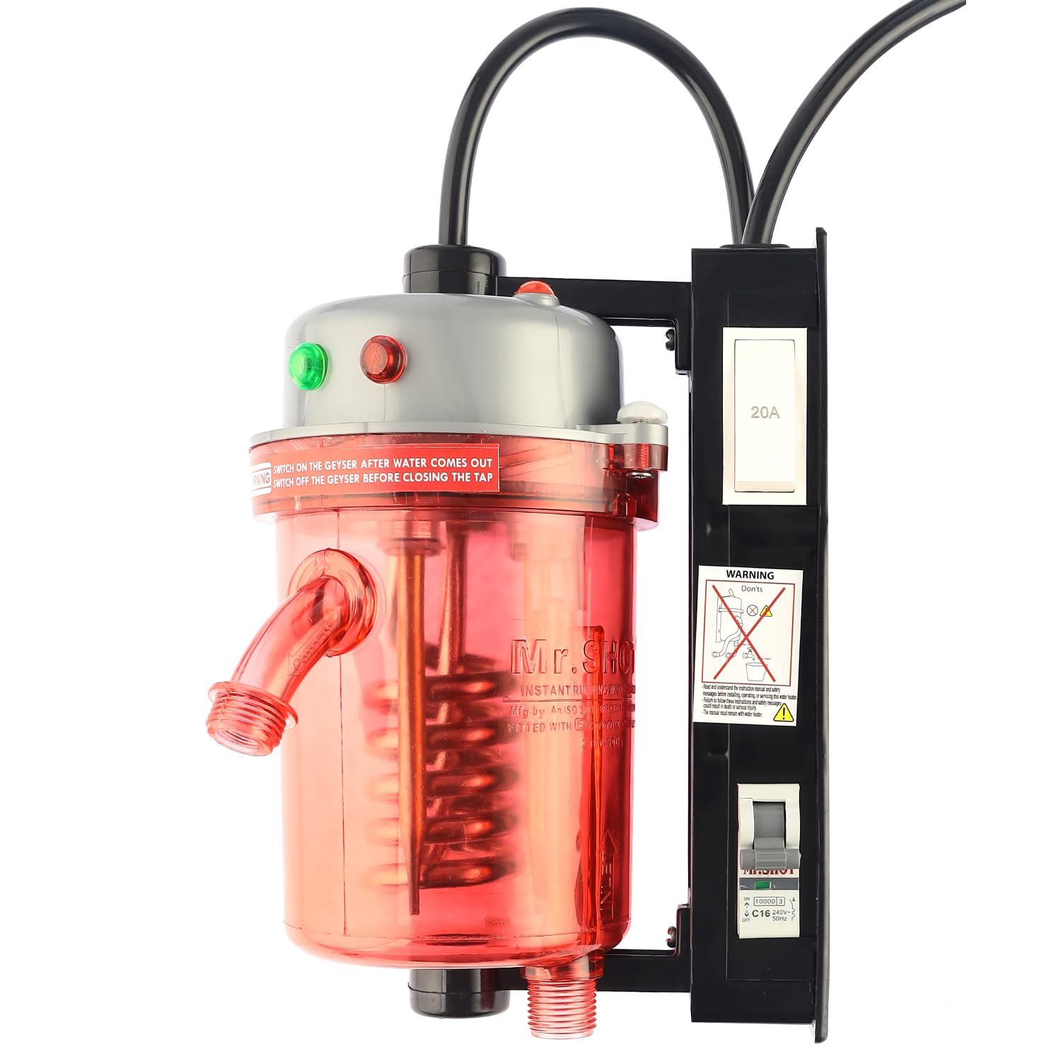 Mr.SHOT Vikram Pro - Winner | Indias 1st Polycarbonate Body Exclusively for Bathing | Built With 16A Switch & MCB | Heavy Duty Heating Element | 5" Dual Automatic Thermostat |Rmgrey-image-41