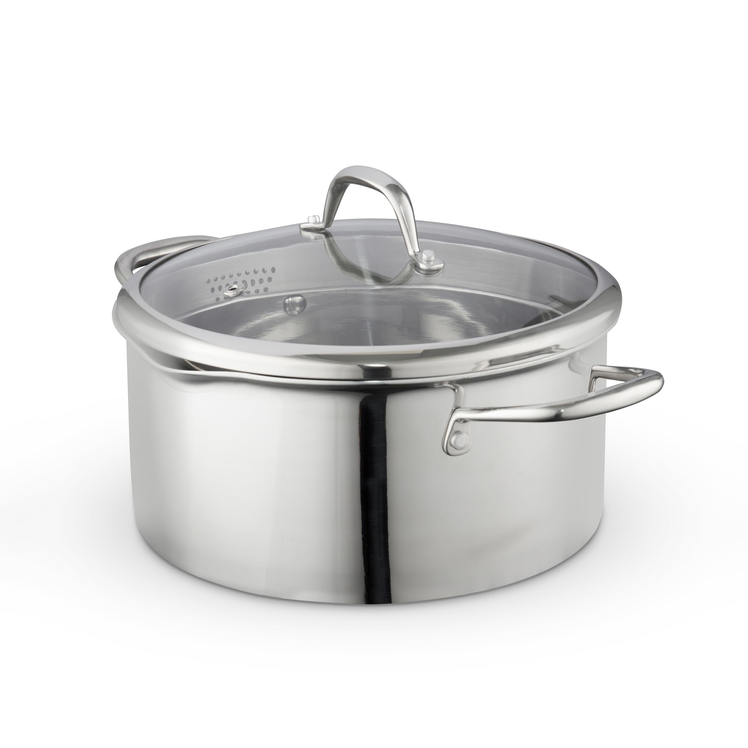 Good Food By Tower Tri-Ply 24Cm Casserole Dish With Lid, Induction Compatible, Stainless Steel