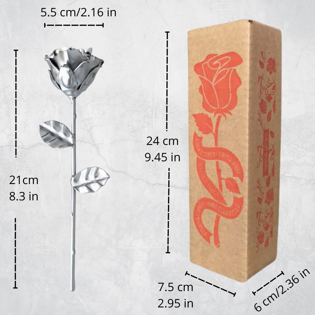 Forging Art Bcn® Rosa Eterna in Ferro Forgiato a Mano (Argento)