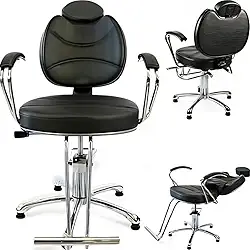 Cadeira Reclinável Poltrona Barbeiro Salão Beleza + Apoio de Lombar