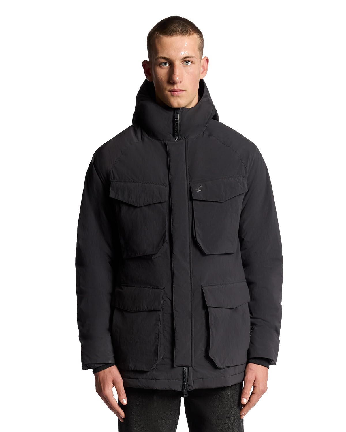 Lyle And Scott Men's Black Lyle & Scott Funnel Neck Long Sleeve Parka in Size M, Sports Direct