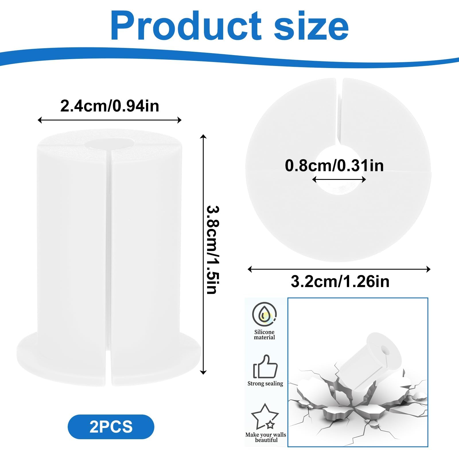 2 Pcs Cable Routing Kit for Starlink,Silicone Cable Grommet Wall Grommet Starlink Cable Grommet Wall Grommets for Cables Cable Pass Through Grommet for 1" Wall Hole Furniture Wire Hole(White) - Image 2