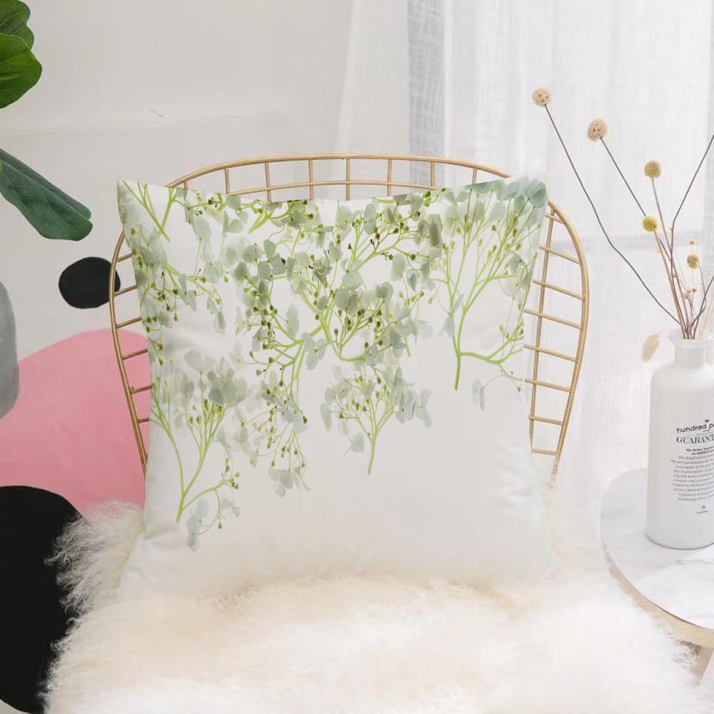 HYOSXW Cushion Cover,Throw Pillow Case Home Decorative for Living Room Bedroom Sofa Chair 16X16 Inch,light white, hydrangea branch, watercolor, hydrangea, plant,Pillowcase 40X40cm