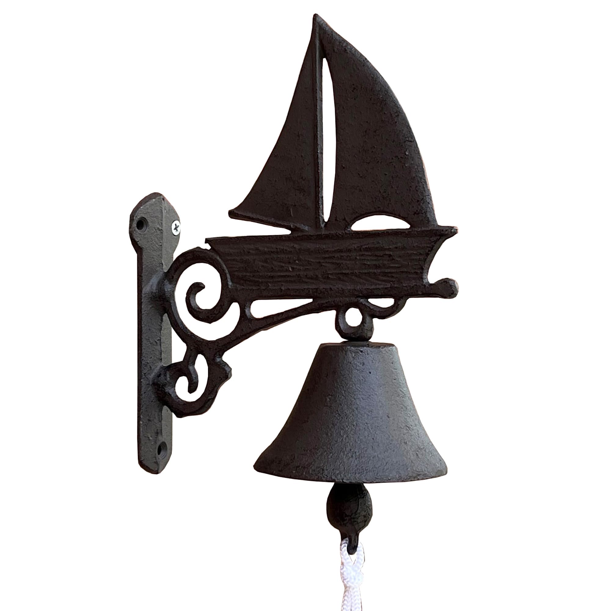Cast Iron Garden Wall Bell Nautical Ship Sailing Boat Design