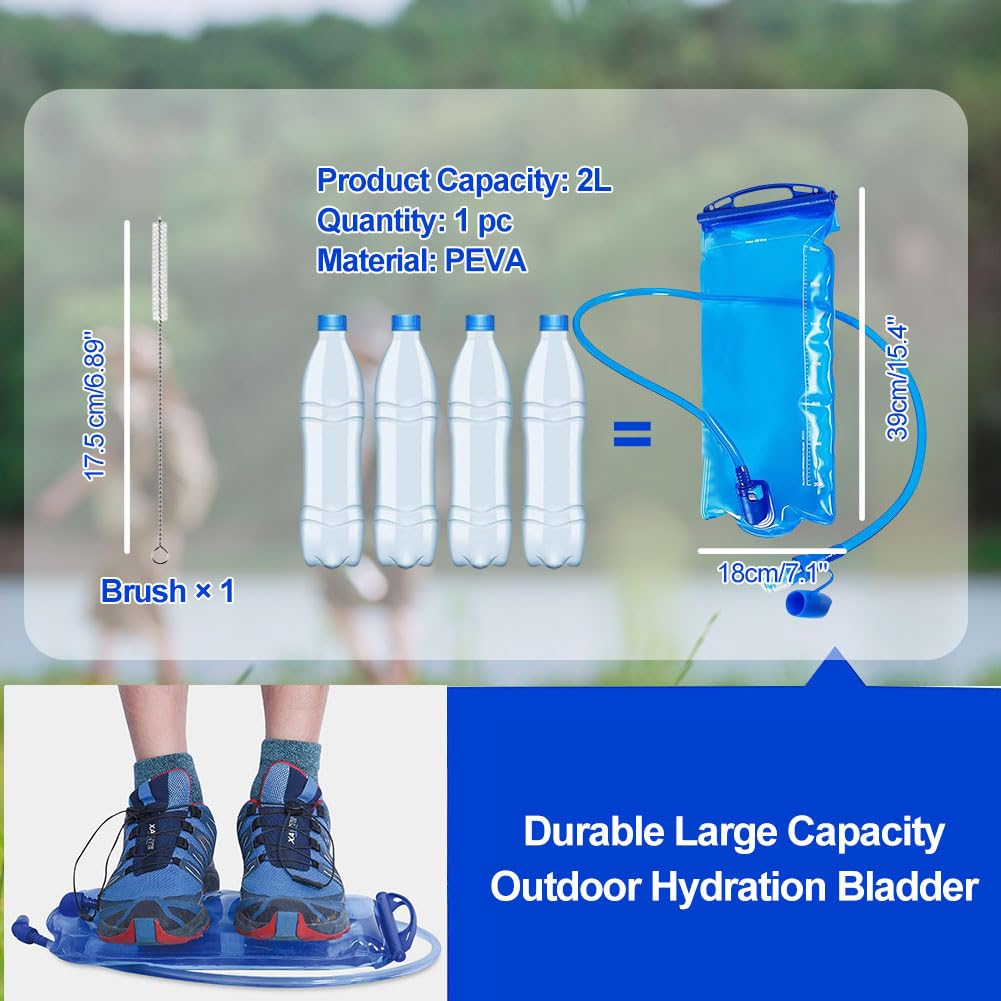 Riisoyu Poche D'Hydratation 2L – Réservoir EVA Sans BPA, Tuyau Isolé, Anti-Fuite – Rando, Vélo, Course, Escalade
