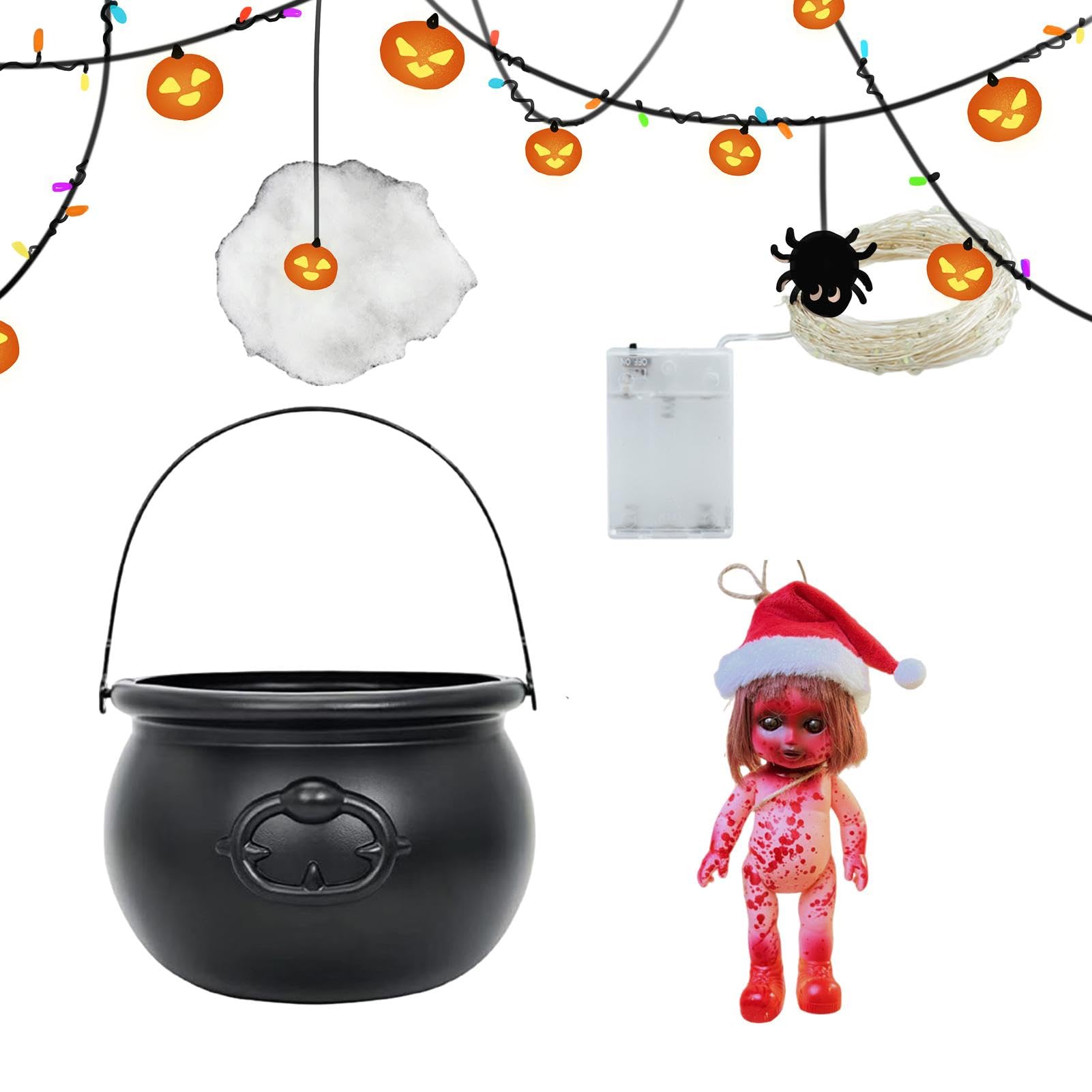 Kocio? wied?my, dekoracja kocio?ka Halloween, garnek do kot?a ze ?wiat?em