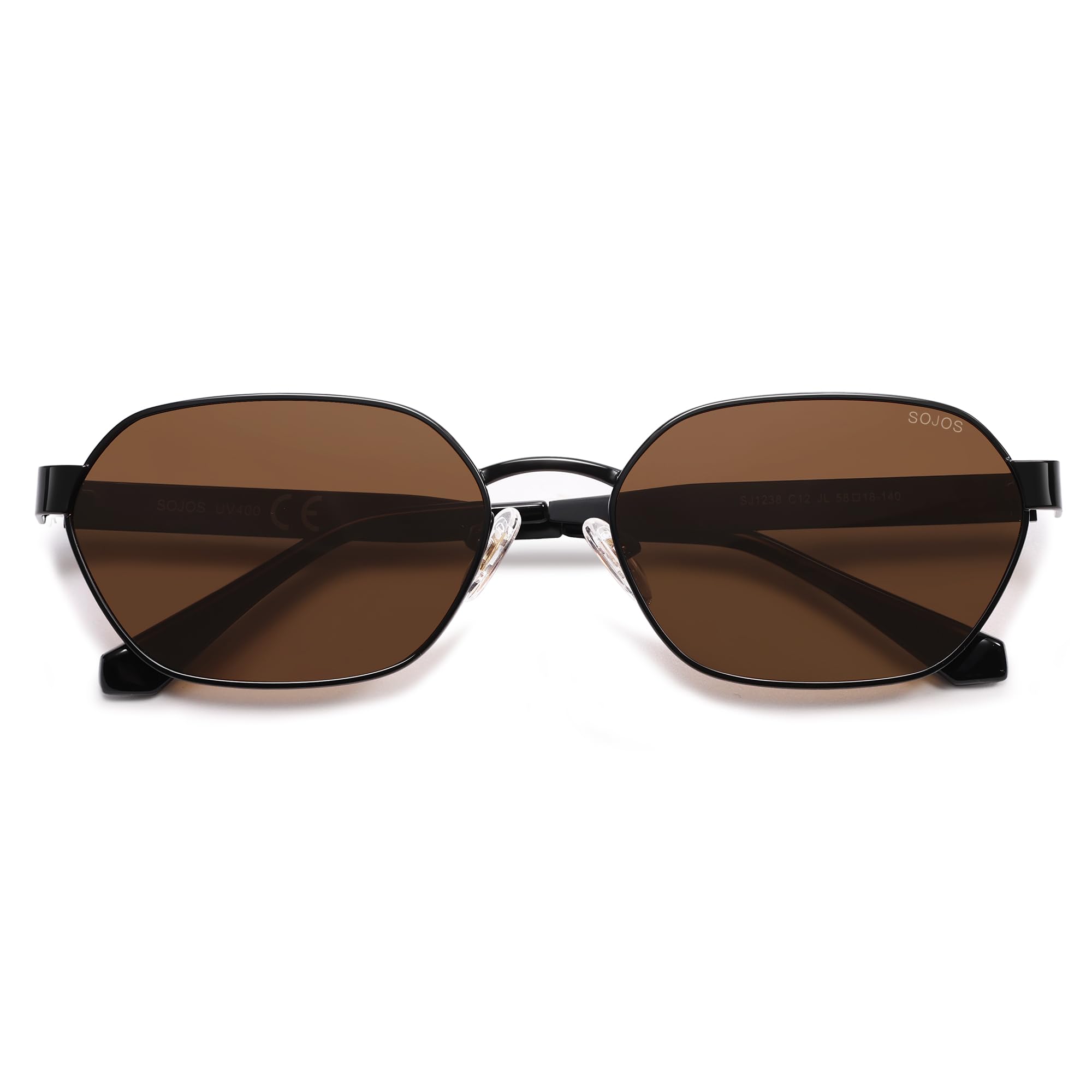 SOJOS Trendy Polarized Hexagon Sunglasses for Women Men, UV400 Retro Rectangle Shades SJ1238