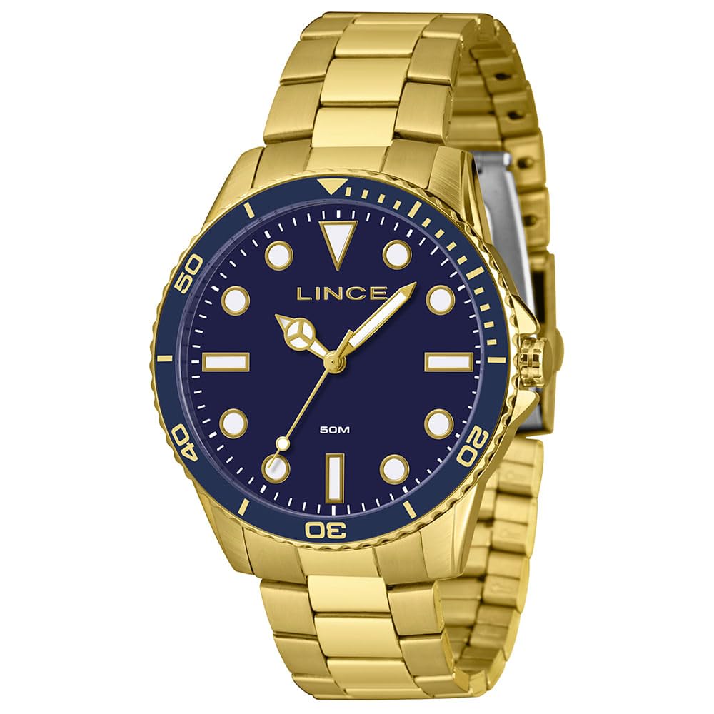 Relógio LINCE masculino dourado azul MRGM007L46 D1KX | Amazon.com.br