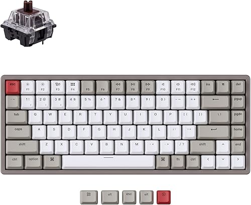 Keychron Teclado mecánico inalámbrico K2 75% Layout Bluetooth con teclas retro de doble disparocable tipo C, interruptor marrón mecánico Keychron