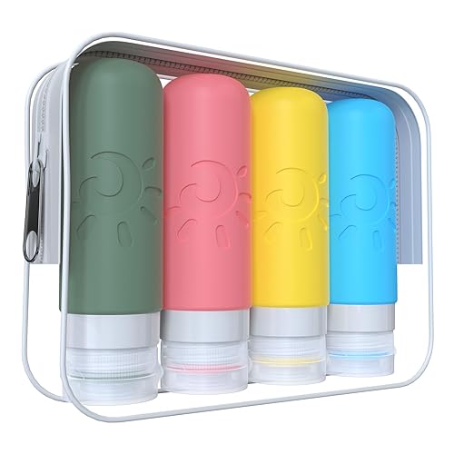 Zafit Botellas de viaje para artículos de tocador, recipientes de viaje aprobados por la TSA de 3 onzas, a prueba de fugas, accesorios de viaje