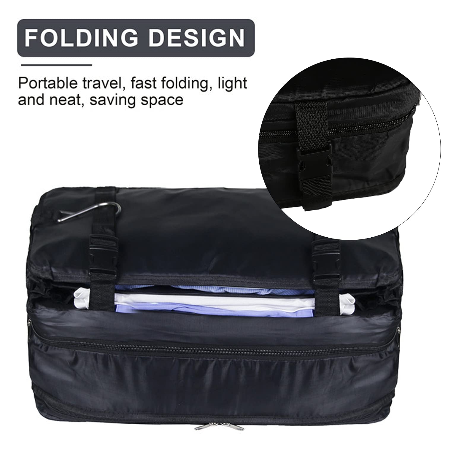 Generisch Organisateur de placard suspendu 3 en 1 avec étagères pliables. Étagères de voyage suspendues en bas. Sac de rangement pour bagages. Mallette d'emballage