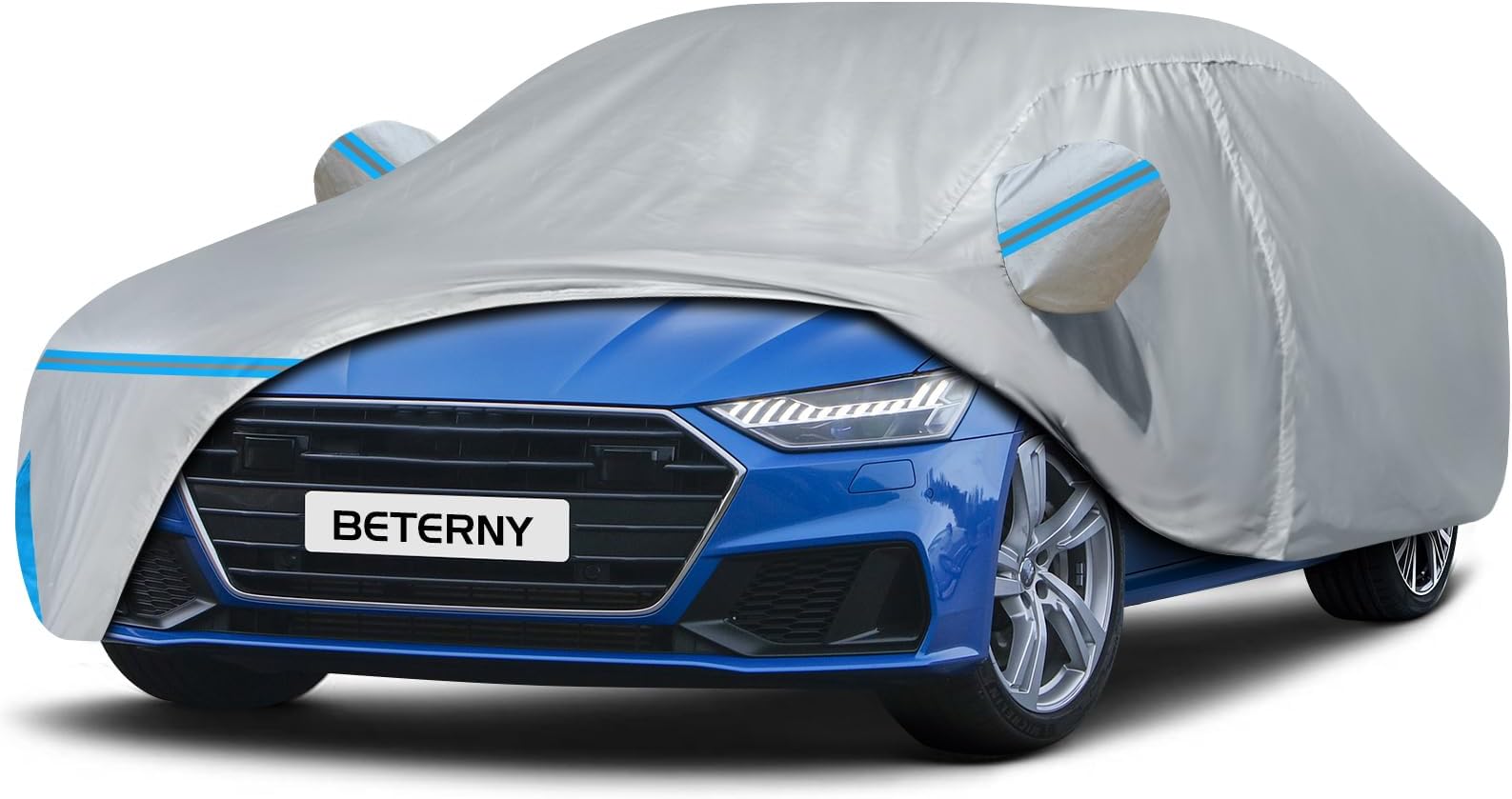 Car Cover for 2010-2025 Audi A7/S7/RS7, Waterproof Custom-fit All Weather Sun Rain UV Dust Snow Protection Windproof Outdoor A7 Car Cover with Zipper Door and Cotton Lining-Gray