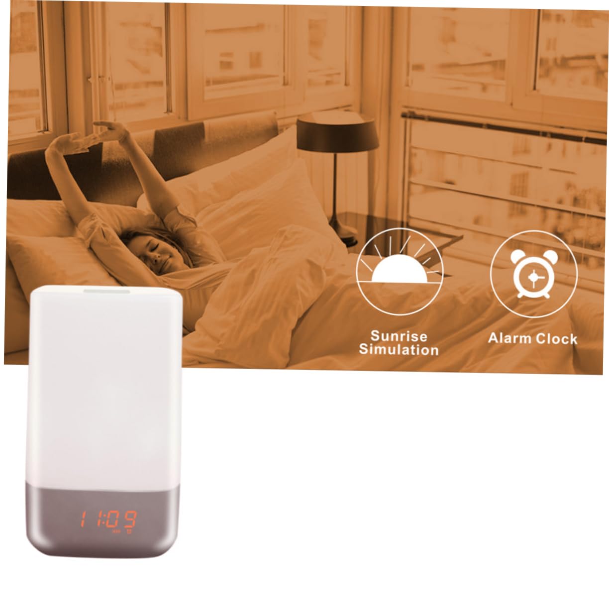 PRETYZOOM Sveglia Luce Alba LED con Simulazione Alba, Lampada da Comodino | 3 Livelli di Luminosità, Abs e Pc, per Camera da Letto, Rgb Cambia Colore