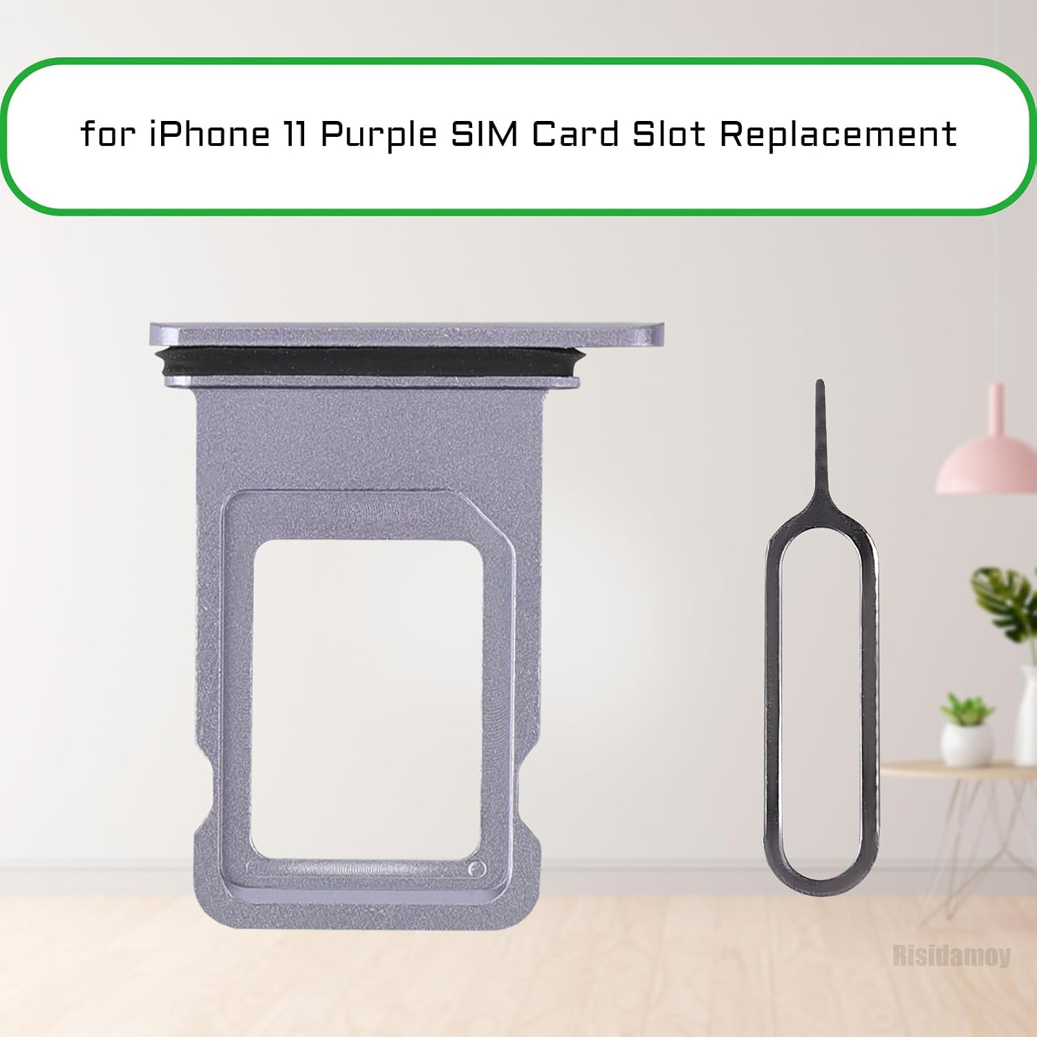 for iPhone 11 Purple Single SIM Card Tray Slot Replacement | Single SIM Card Tray Holder Adapter with Waterproof Rubber Ring SIM Ejector for iPhone11A2111 A2221 A2223