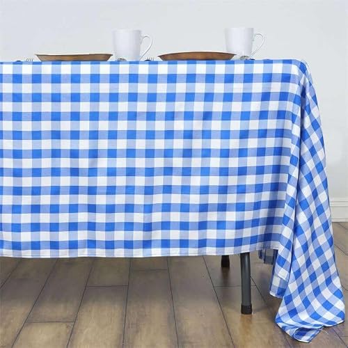 Efavormart Perfect Picnic Inspired Blue/White Checkered 60x126 Polyester Tablecloths for Party Event Decor