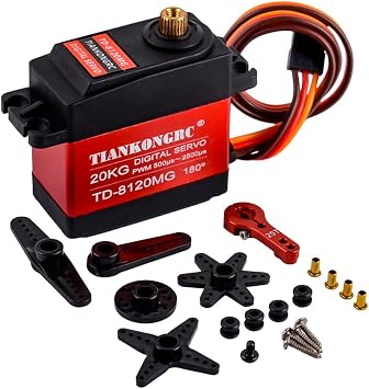 TD-8120MG 20KG Digital Servo High Torque Metal Gear Waterproof 4.8-7.2V with 25T Arm for 1/10 1/8 RC Car Robot Arm 180 Degree Controllable Angle