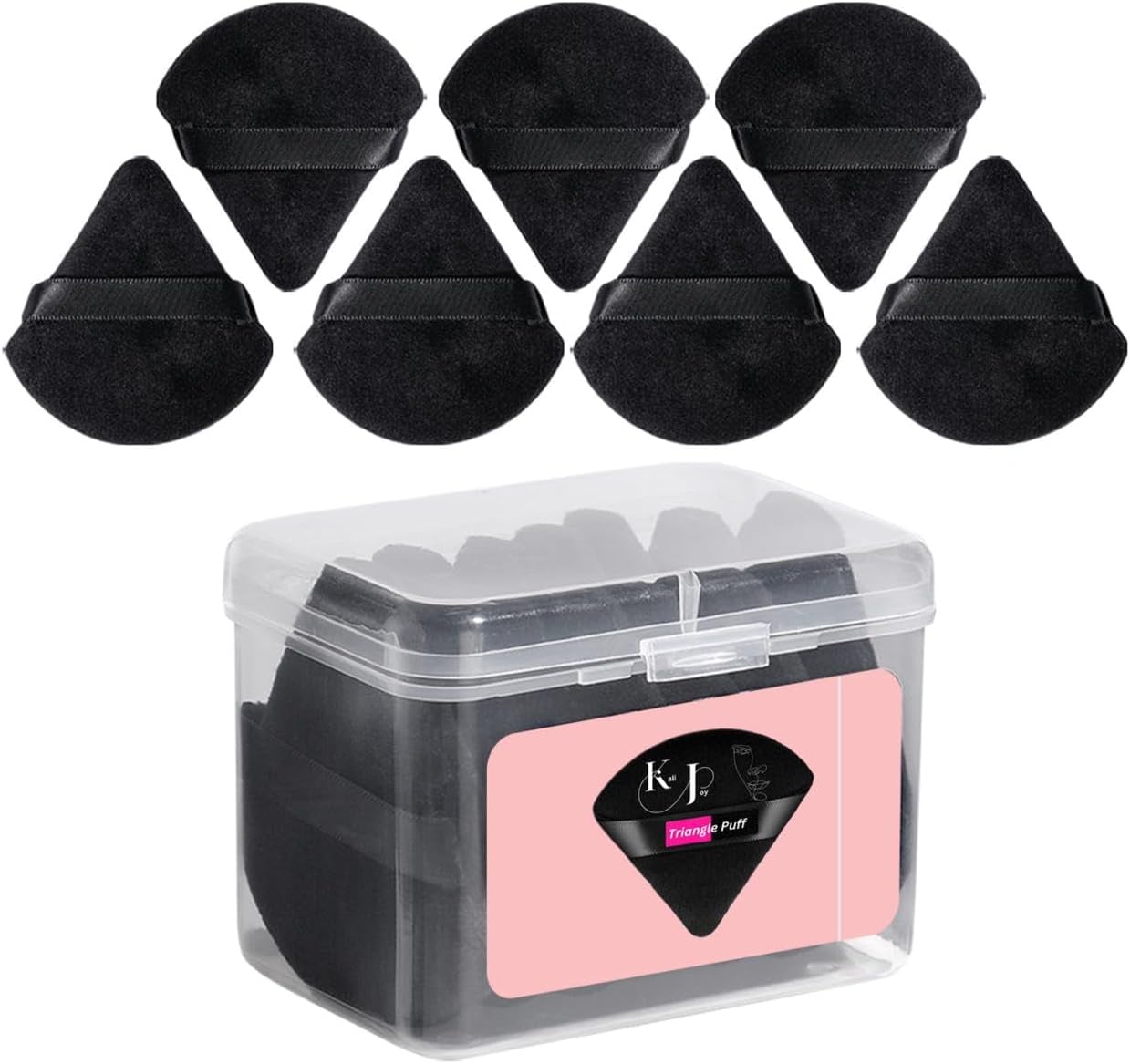 Makeup Puff 7pcs, Triangle Sponge Puff, Soft Washable Reusable for Wet Dry Foundation, Loose Powder, Face & Eyes Contouring, (Black)