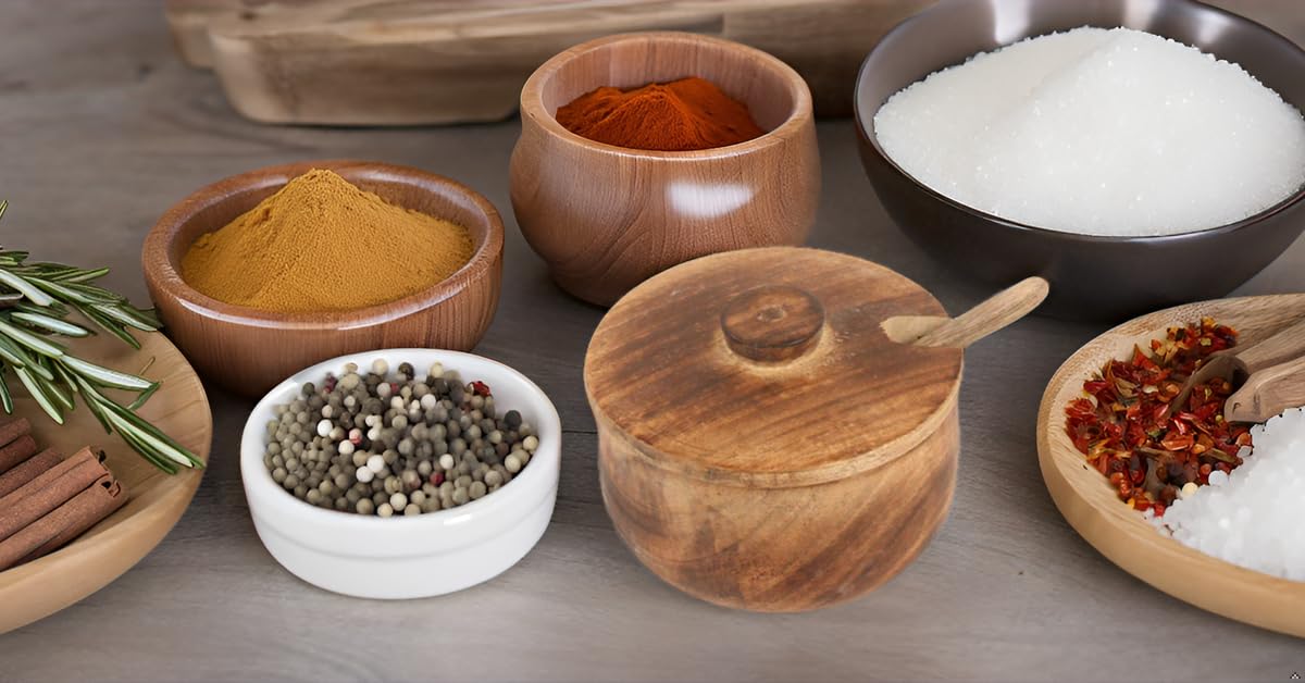 Tarro De Madera Para Especias - Con Tapa Y Cuchara, Natural
