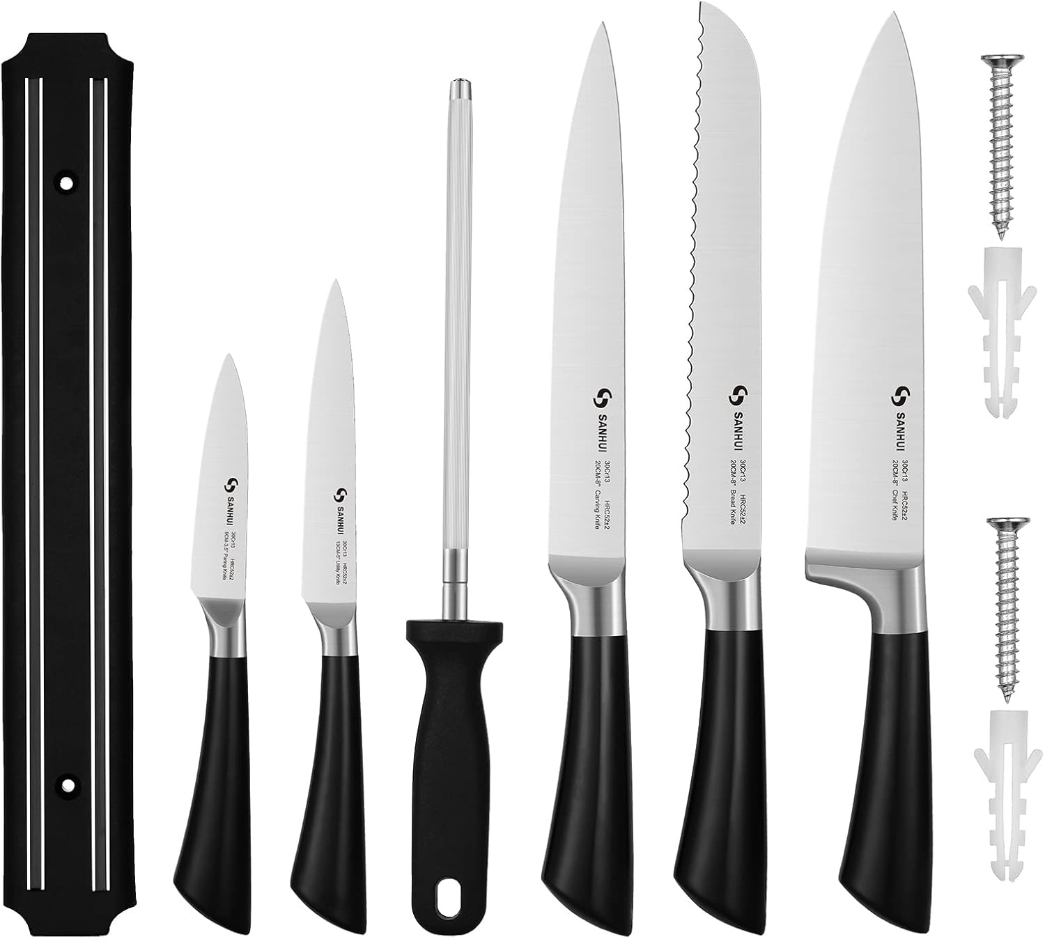 Knife Rack ,Kitchen Knife Set of 7,Professional Stainless