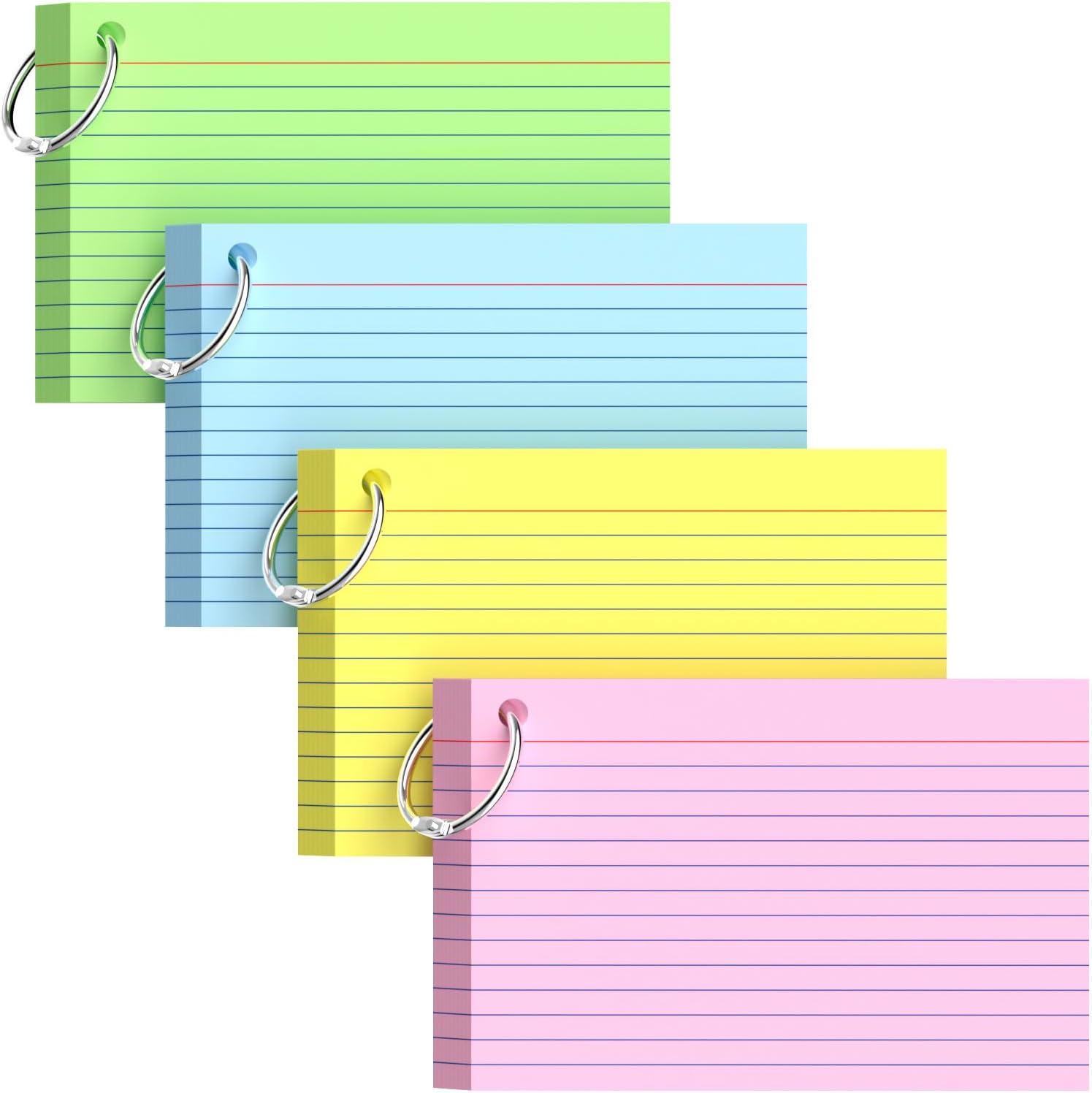 200 Count Colored Index Cards 4x6 Inch, Flash Cards (40 Sheets Each), Note Taking for Students, Teachers, Professionals, Study Note Cards for Office Home School
