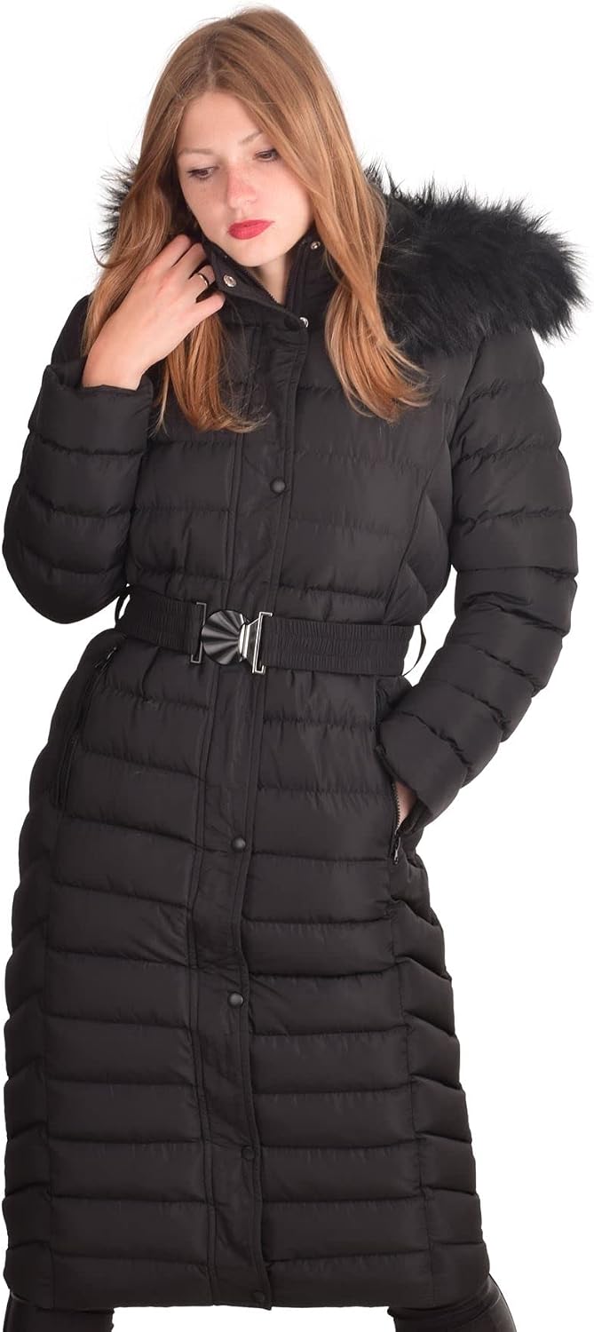Hooded Fur Puffer Quilted Parka Coat 