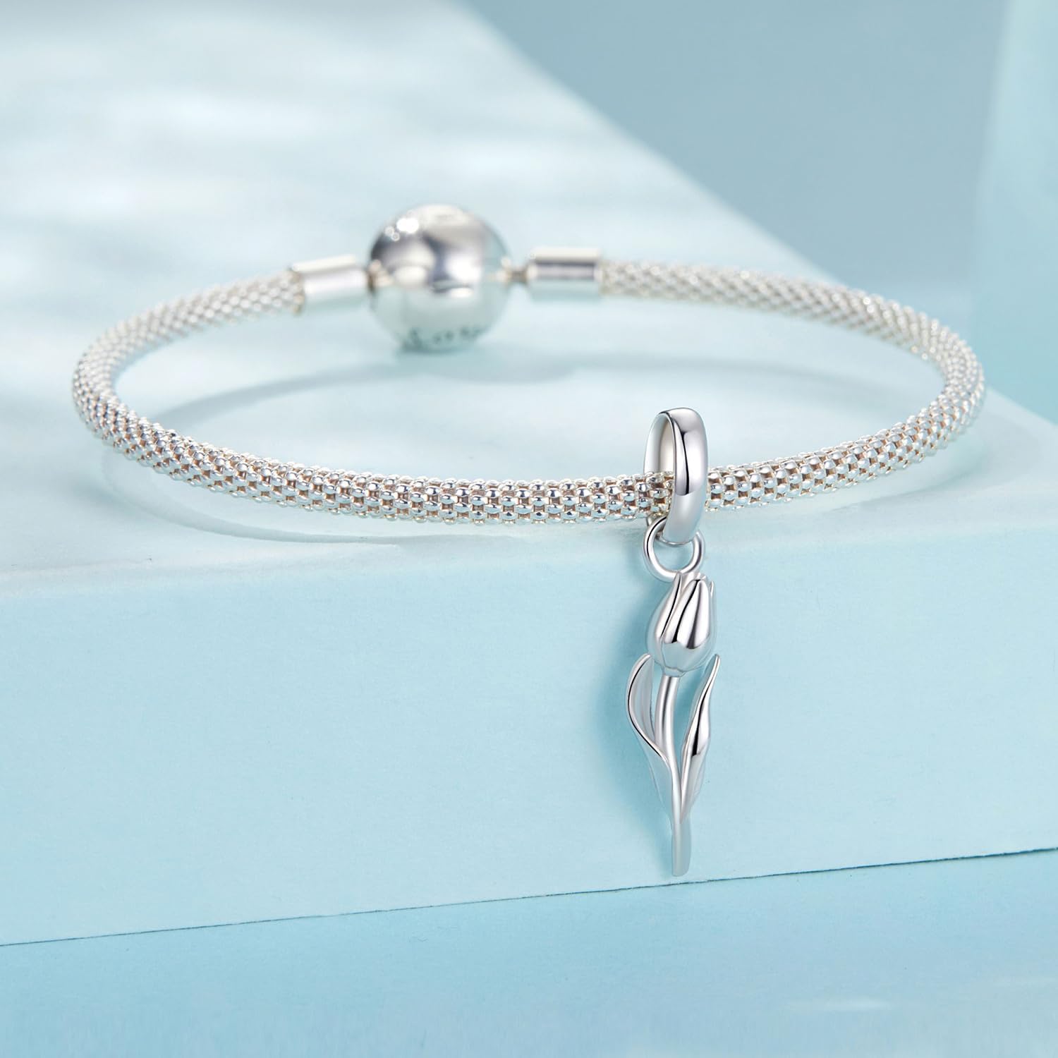 Tulip Pendant Charm 925 Sterling Silver Charm Fits For Pandora Bracelet Necklace,SCC2886