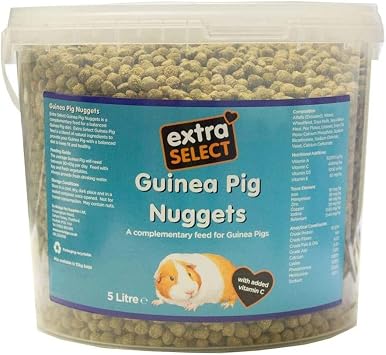 Extra Select Guinea Pig Nuggets - Dry Pellets with Vitamin C Small Animal Food Guinea Pig Food Nuggets - 5L Tub