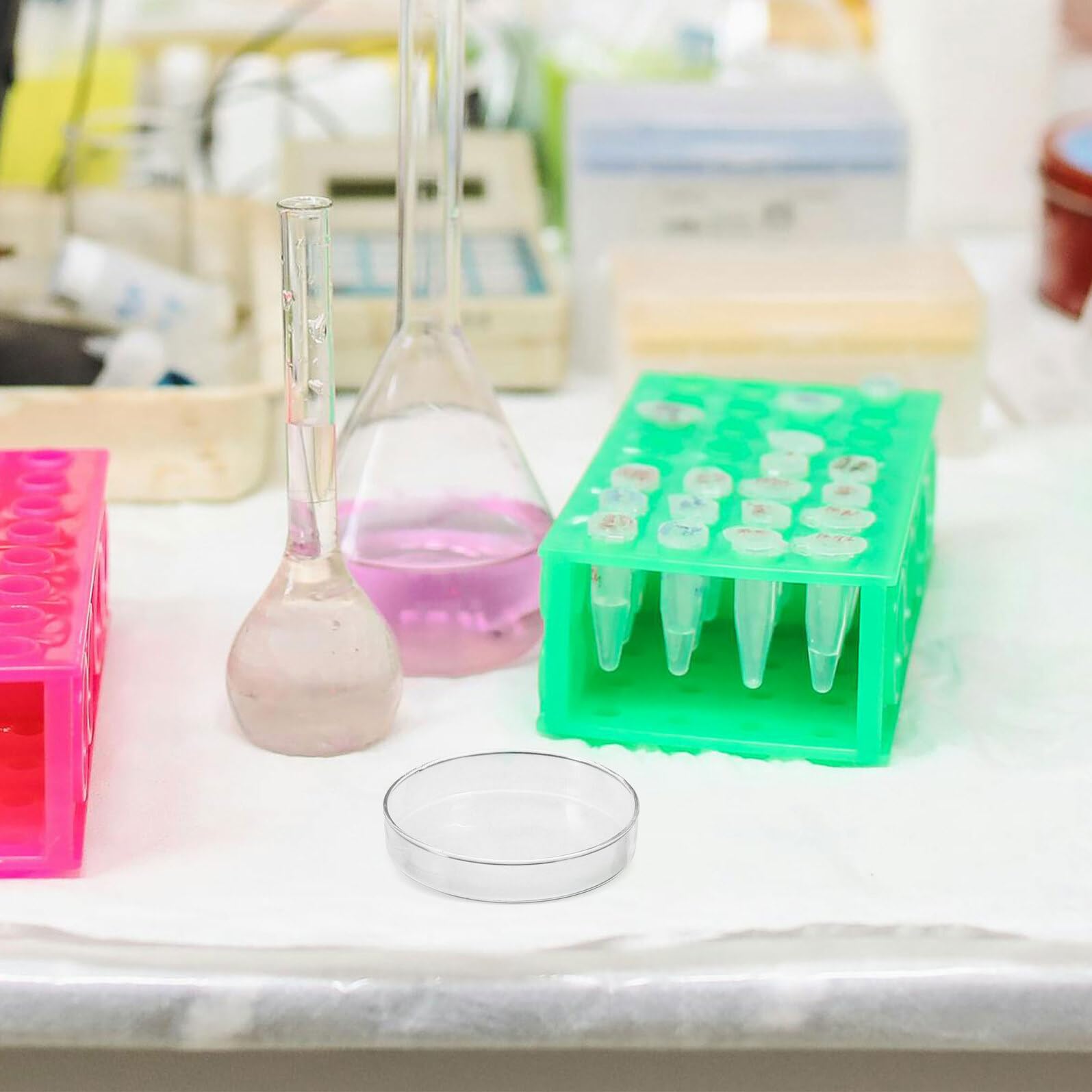 5 Piastre in Vetro Borosilicato da 90 MM con Coperchio Resistenti ad Alte Temperature e Trasparenti per Crescita Cellulare e Microbiologia in Laboratorio