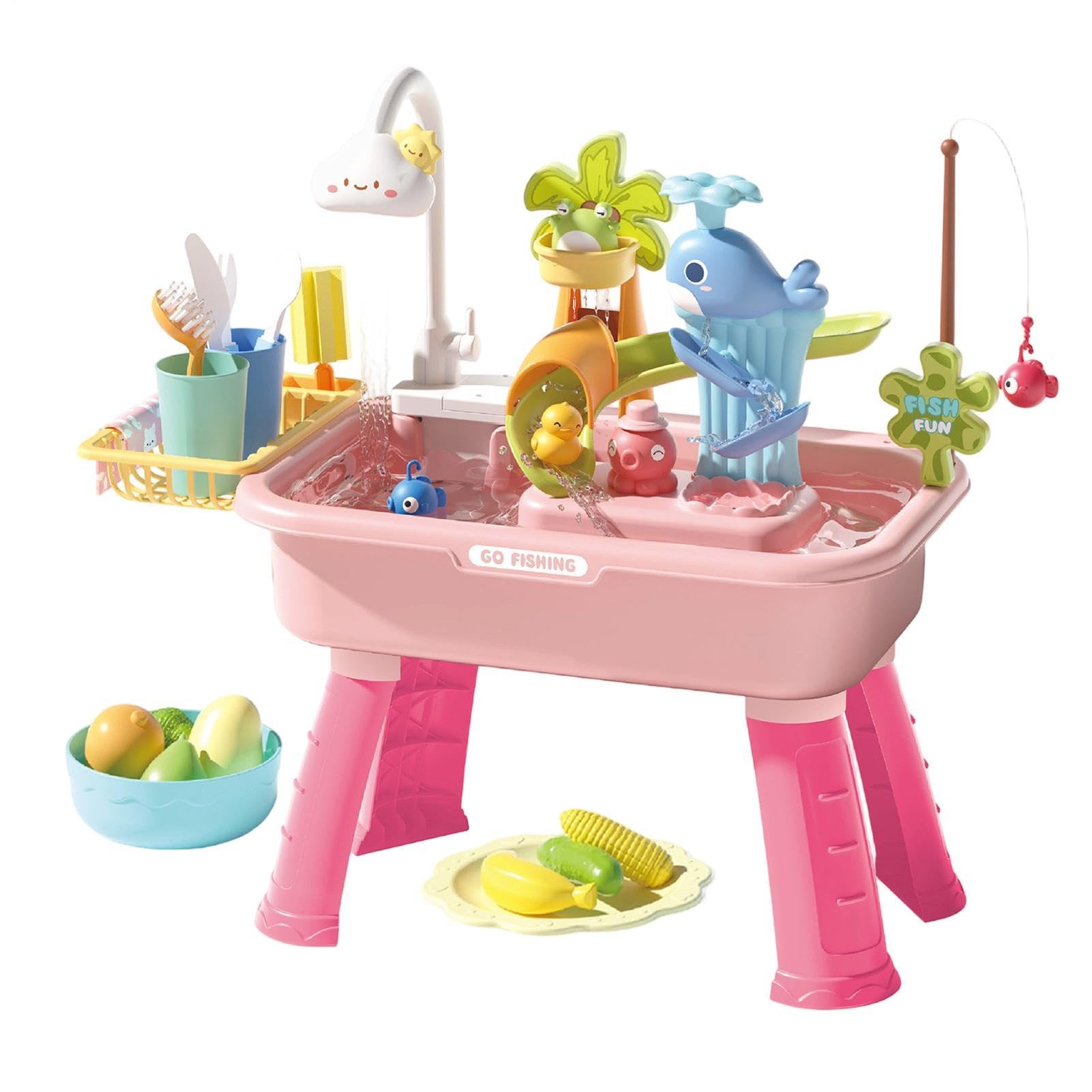 Sand And Water Table With Lid And Accessories Educational Beach Toys - Kids Electric Water Table, For Preschoolers Backyard Patio Beach Camping Daycare Home Bathroom Playroom Birthday