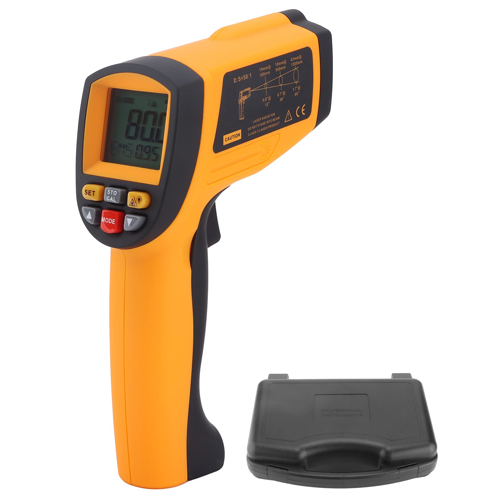 GM1150A - Termometro a infrarossi senza contatto con display LCD per misurazione della temperatura industriale, in ABS leggero e durevole