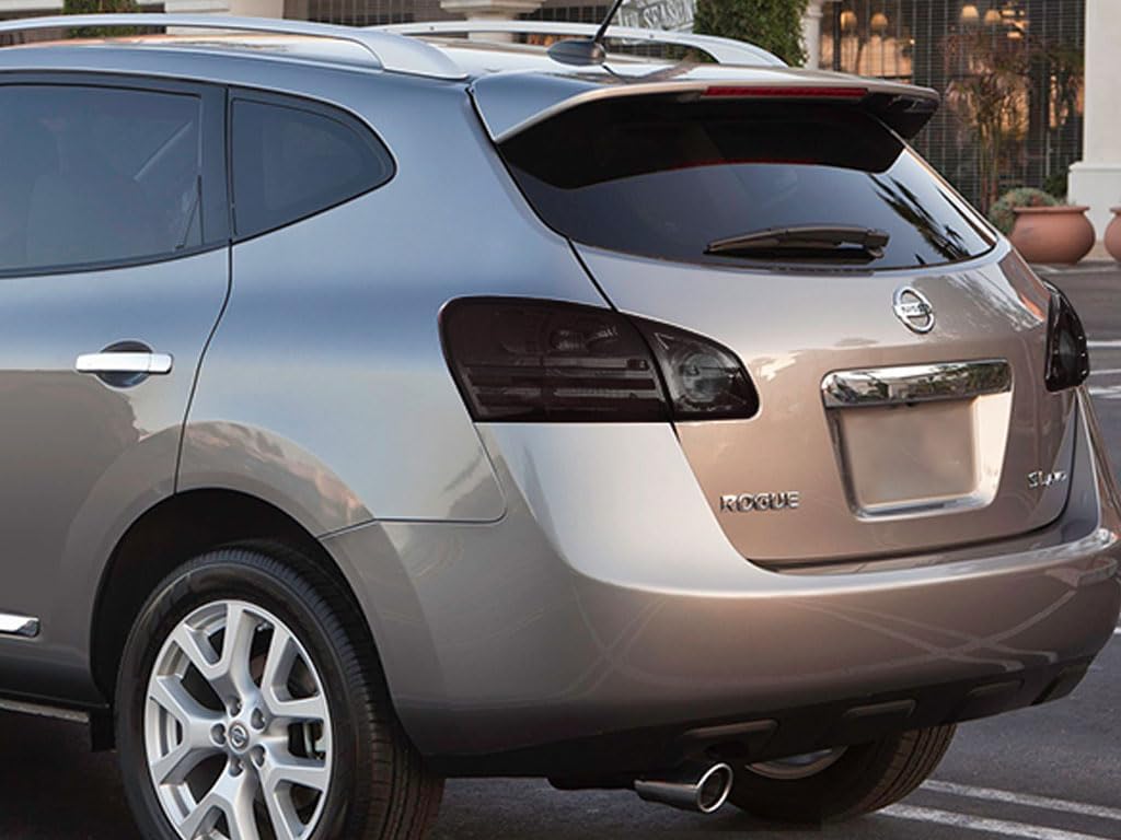 Rvinyl Tail Light Pre Cut Film Tint Cover Kit in Blackout Smoke Compatible with Nissan Rogue 2008-2013 - Adhesive Backs