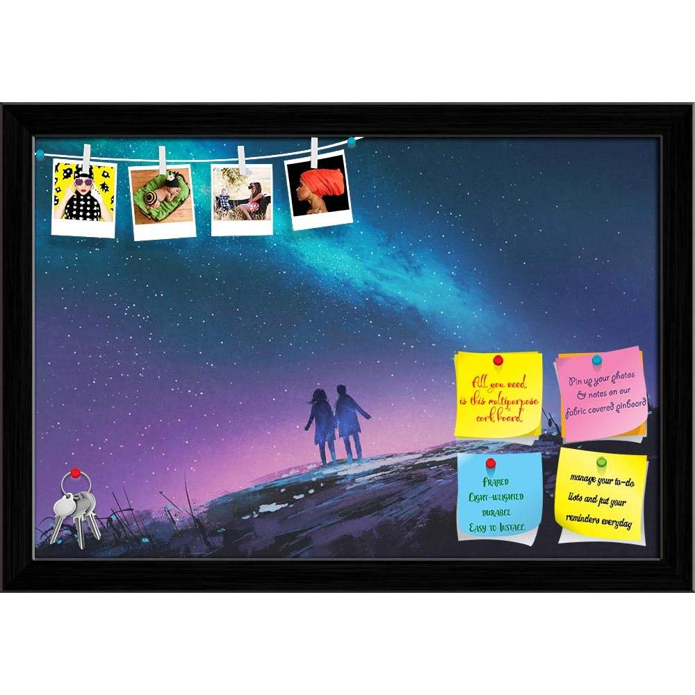 ArtzFolio Couple Holding Hands D2 | Bulletin Board Notice Pin Board | Vision Soft Board Combo with Thumb Push Pins & Sticky Notes | Black Frame | 17.3 x 12 inch (44 x 30 cms)-image-48