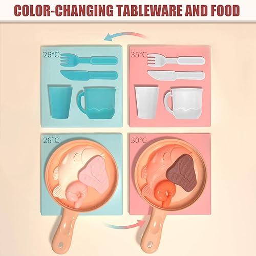 Miniatura 4 de BeibeGood - Juego de cocina para niños pequeños, juego de cocina de simulación, juego de accesorios de juguete con sonidos reales y luz, fregadero