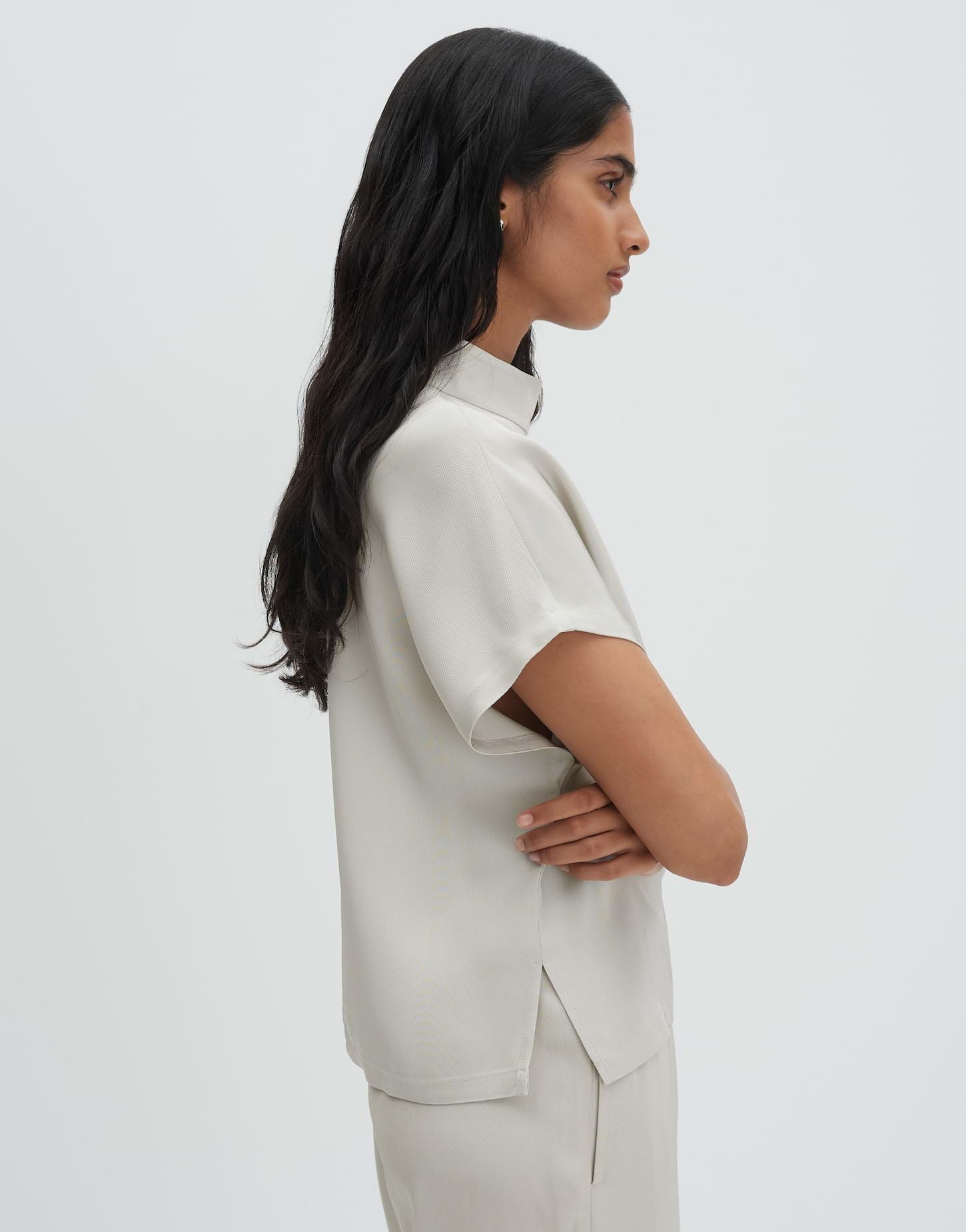 someday Damen Kurzarmbluse | Blusenshirtaus seidig fließendem Acetat Regular Fit