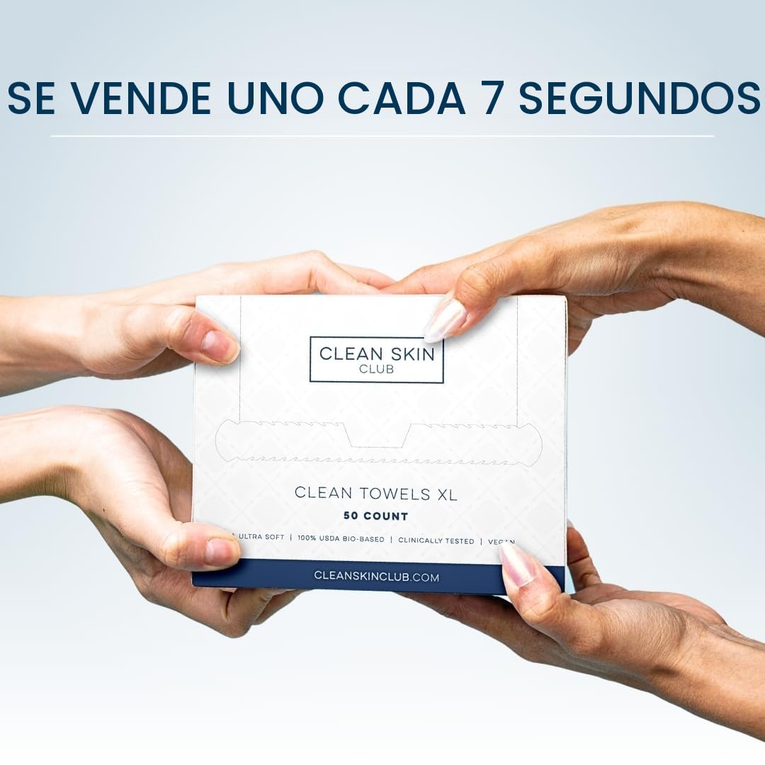 Clean Skin Club Contenedor de bambú de lujo con funda, incluye 50 toallas faciales desechables Clean Towels XL Original