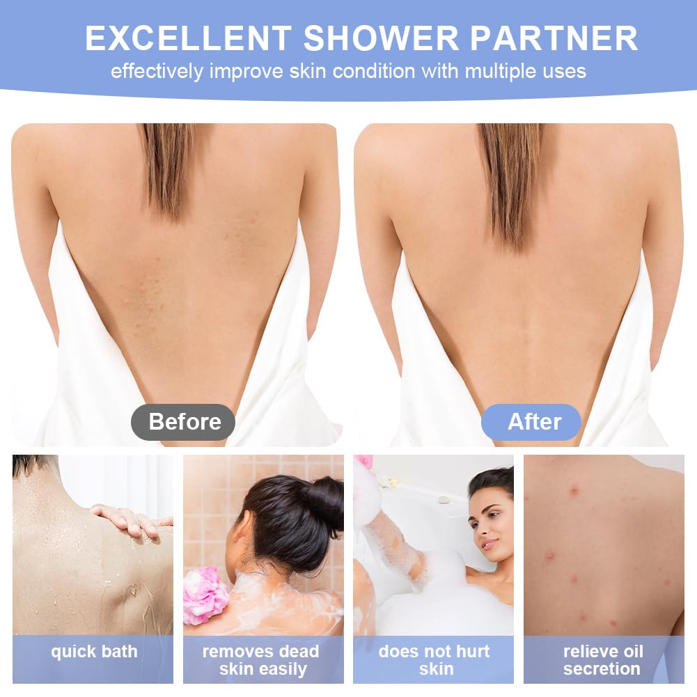 Exfoliating Back Scrubber for Shower 34 Inches Back Scrubber with Handles, Double Sided Body Exfoliator Bath Tool - Image 4