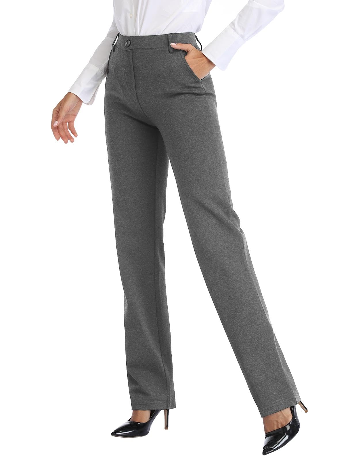 Tapata Donna 71cm/76cm/81cm/86cm Pantaloni Dritti Elasticizzati con Tasche, Tall/Regolare/Pettie per Ufficio Affari Casual
