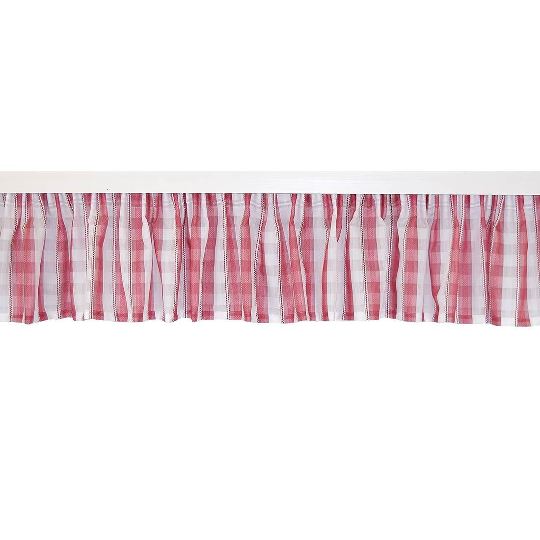 Querbehang zur Küchengardine „Melli in Rot“ mit Reihband rot-Weiss-kariert Bistrogardine 30 x 300 cm